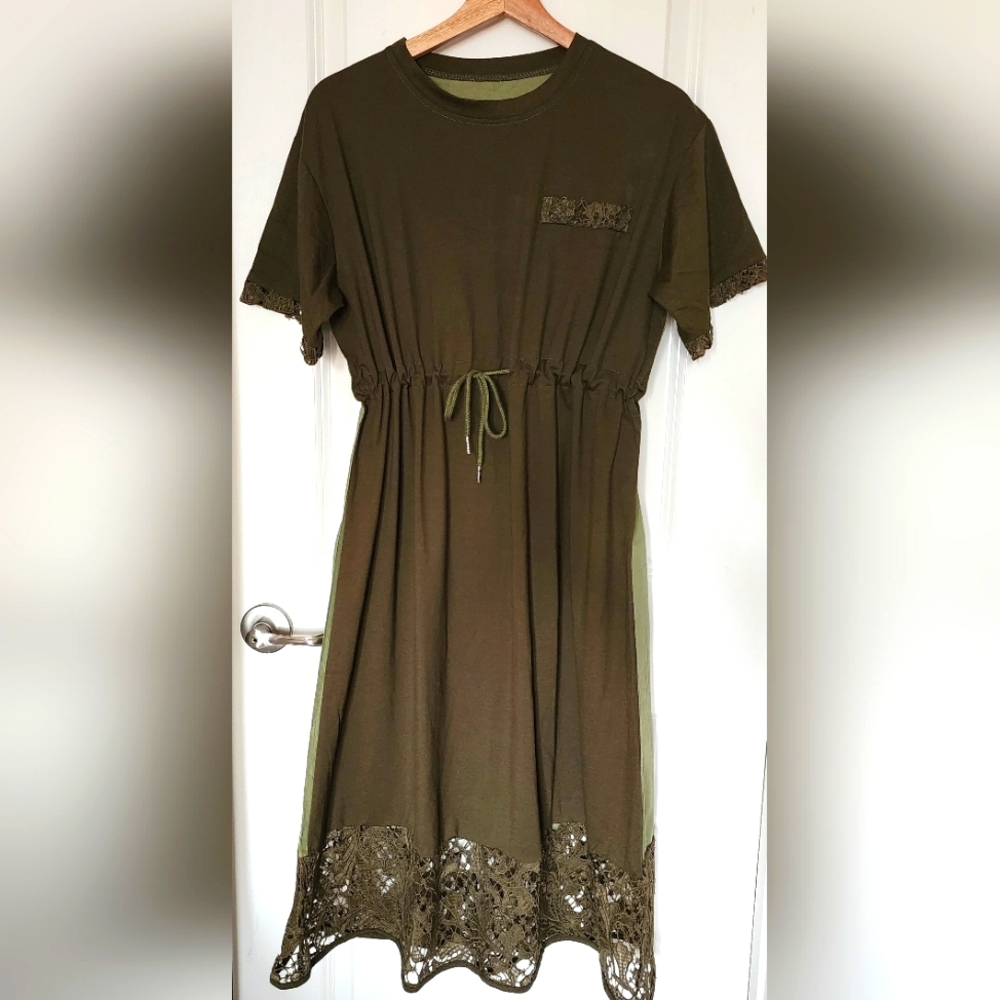 Adjustable T-shirt Dress -Olive